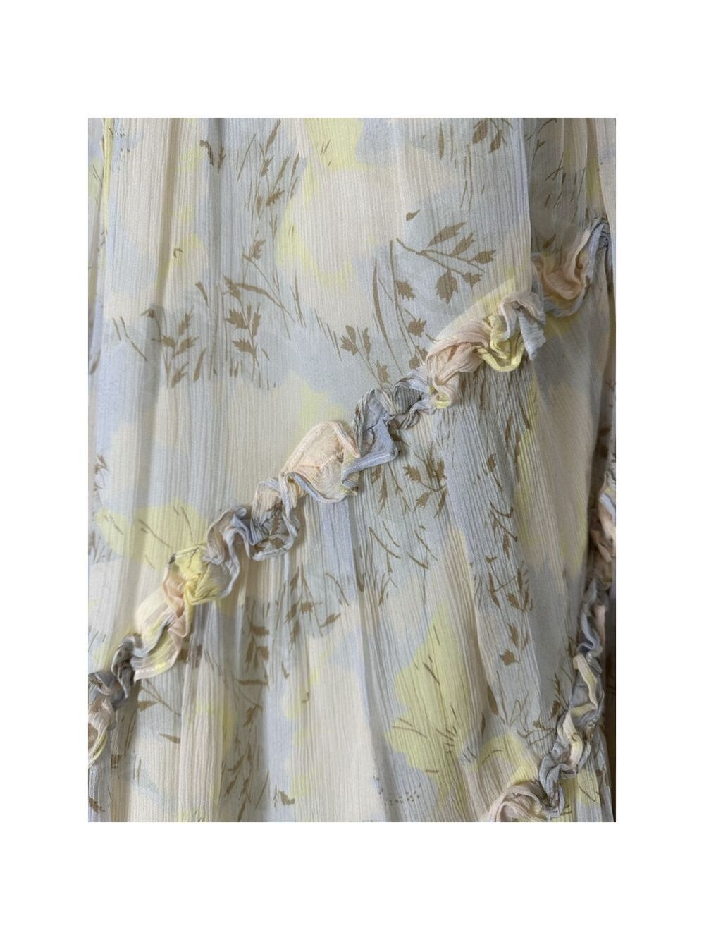 Stevie May Anthropologie Floral Mini Dress XS Yellow Boho Ruffle Cottagecore - Picture 13 of 14